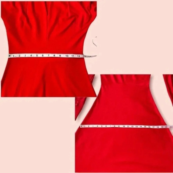 Winser London Flared Bow Detail Midi Dress Red - Picture 6 of 14